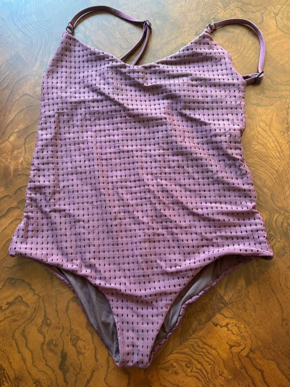 ACACIA Hina dark red textured One-Piece Classic Mesh Swimsuit